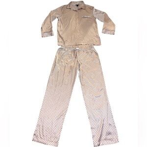 EUC Victoria’s Secret Black Polka Dot Long Sleeve Pink Pajama Pants Set Medium